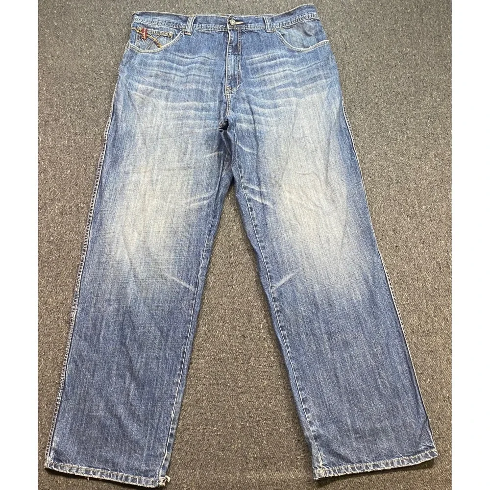 Pelle Pelle Baggy Jeans Sz 40 Mens Blue Streetwear Wide Leg Marc Buchanan
